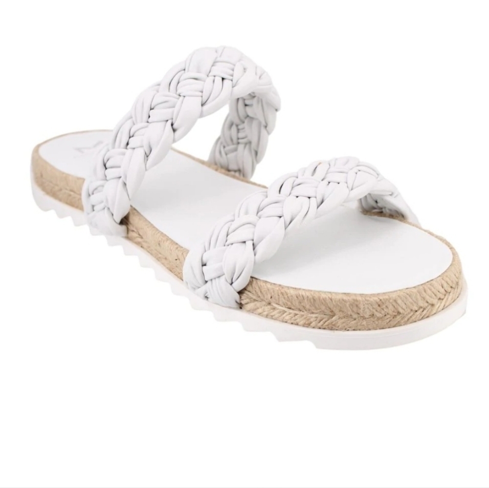 NEW Marc Fisher Jaimee Slide White Espadrille Sandals